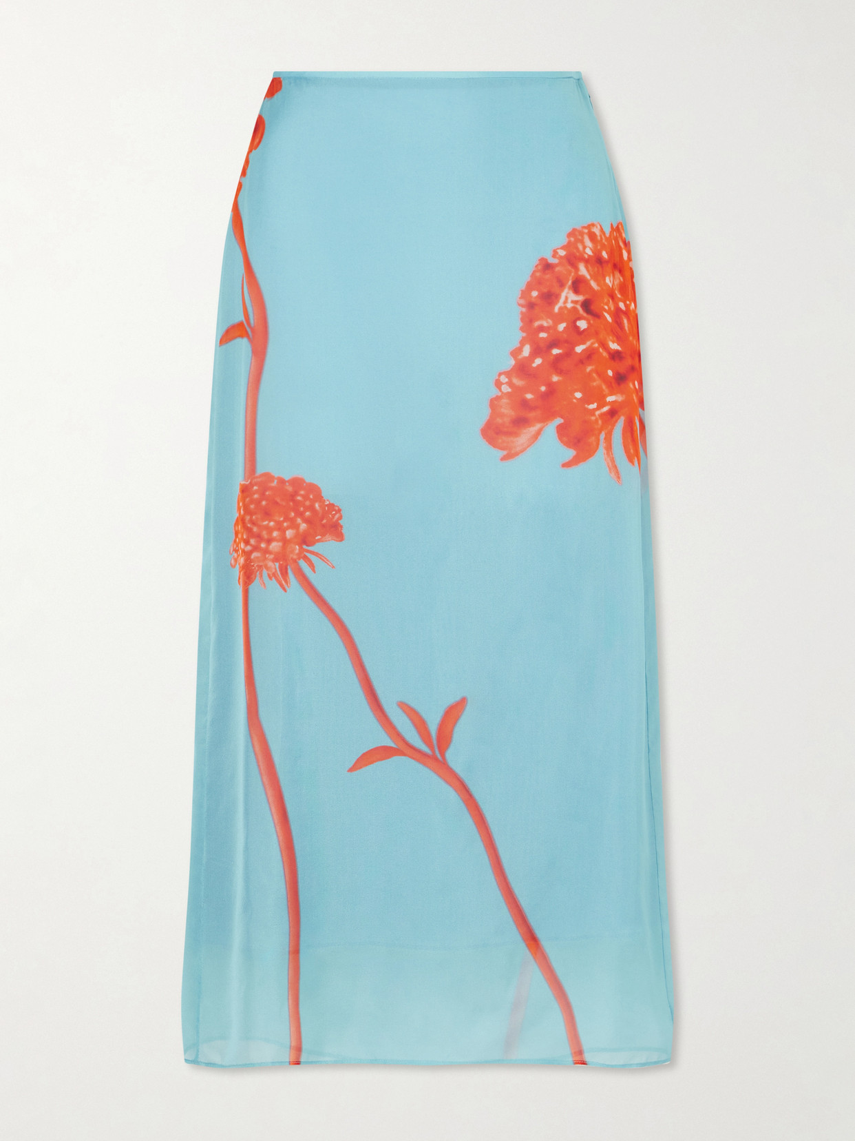 Amelie Floral-printed Silk-chiffon Midi Skirt - Blue