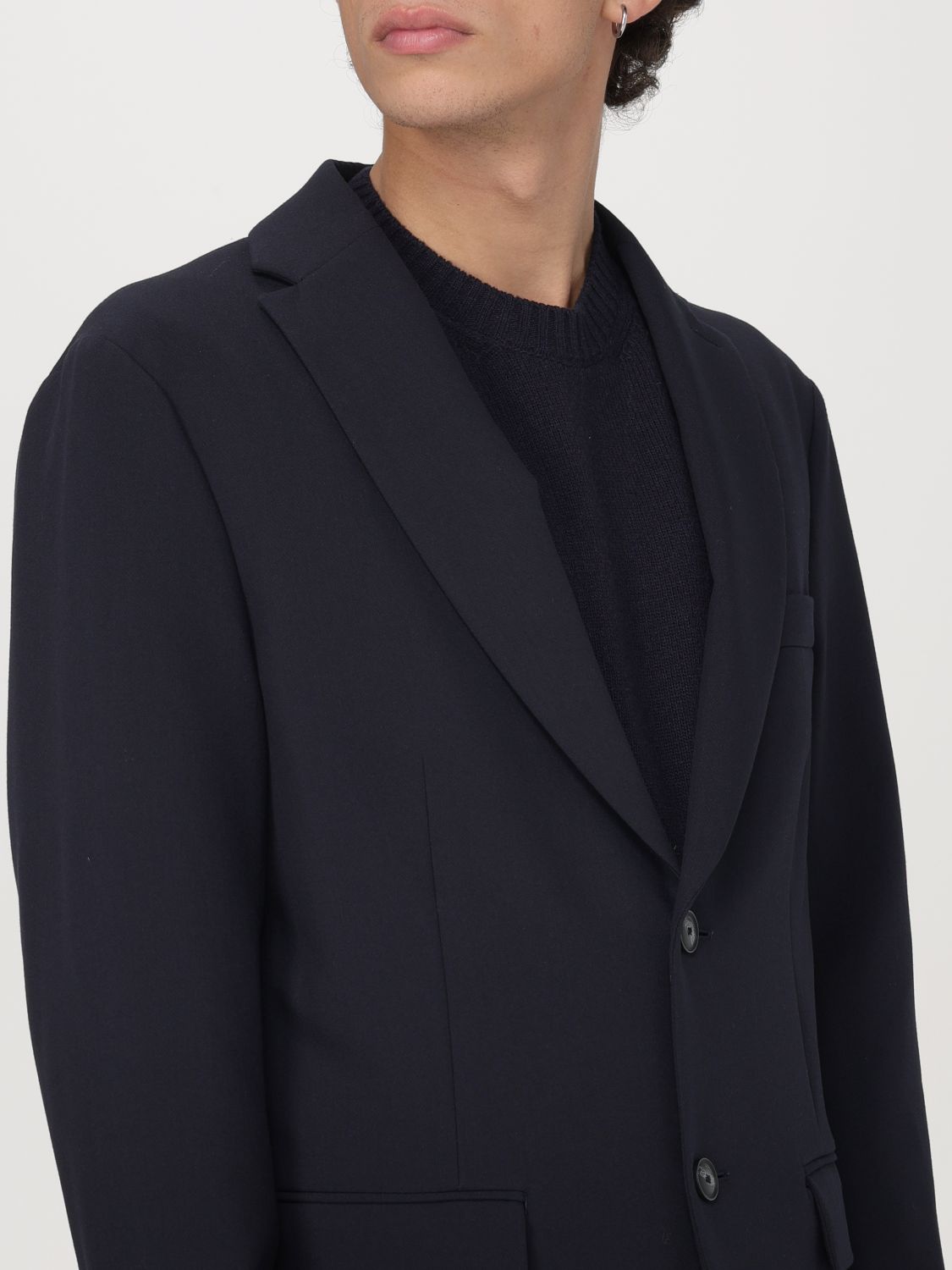 Detachable-panel hooded blazer - Blue