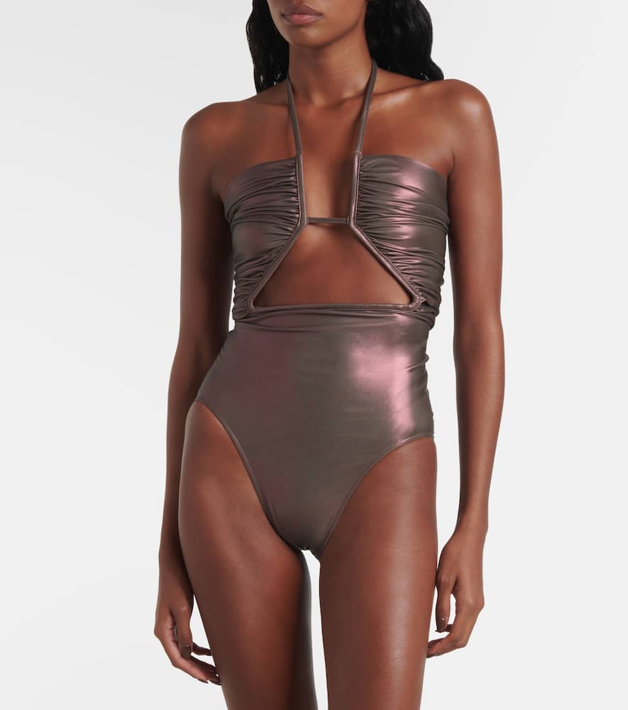 Metallic halterneck swimsuit