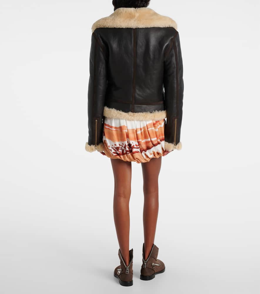 Shearling-trimmed leather jacket