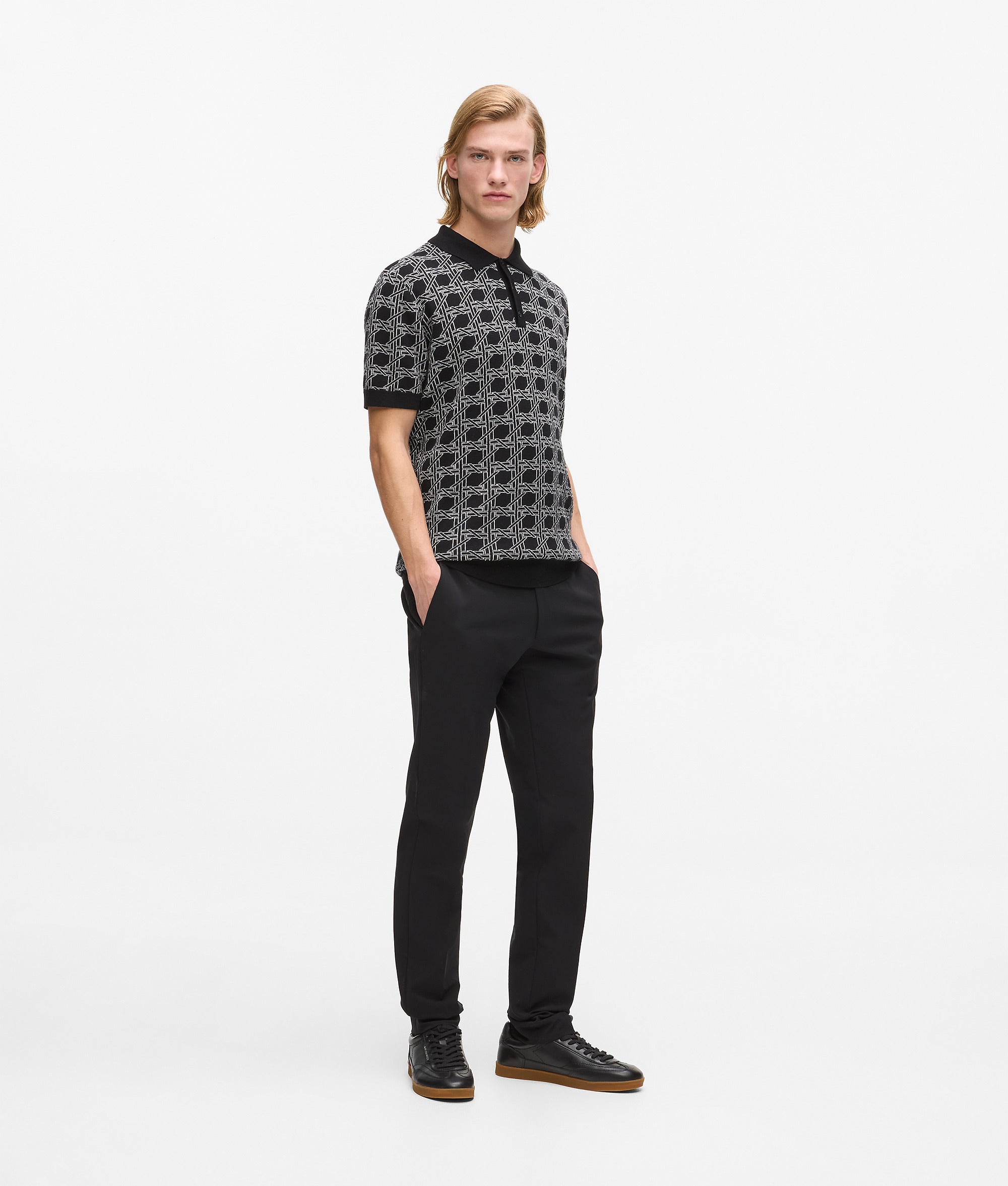 Karl Lagerfeld - Strick-polo-shirt, Herren, Schwarz/weiss, Größe