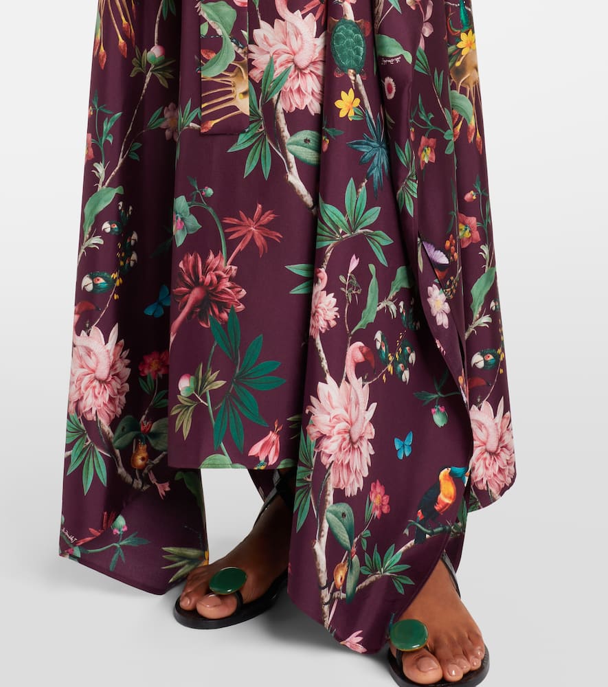 Square floral silk kaftan