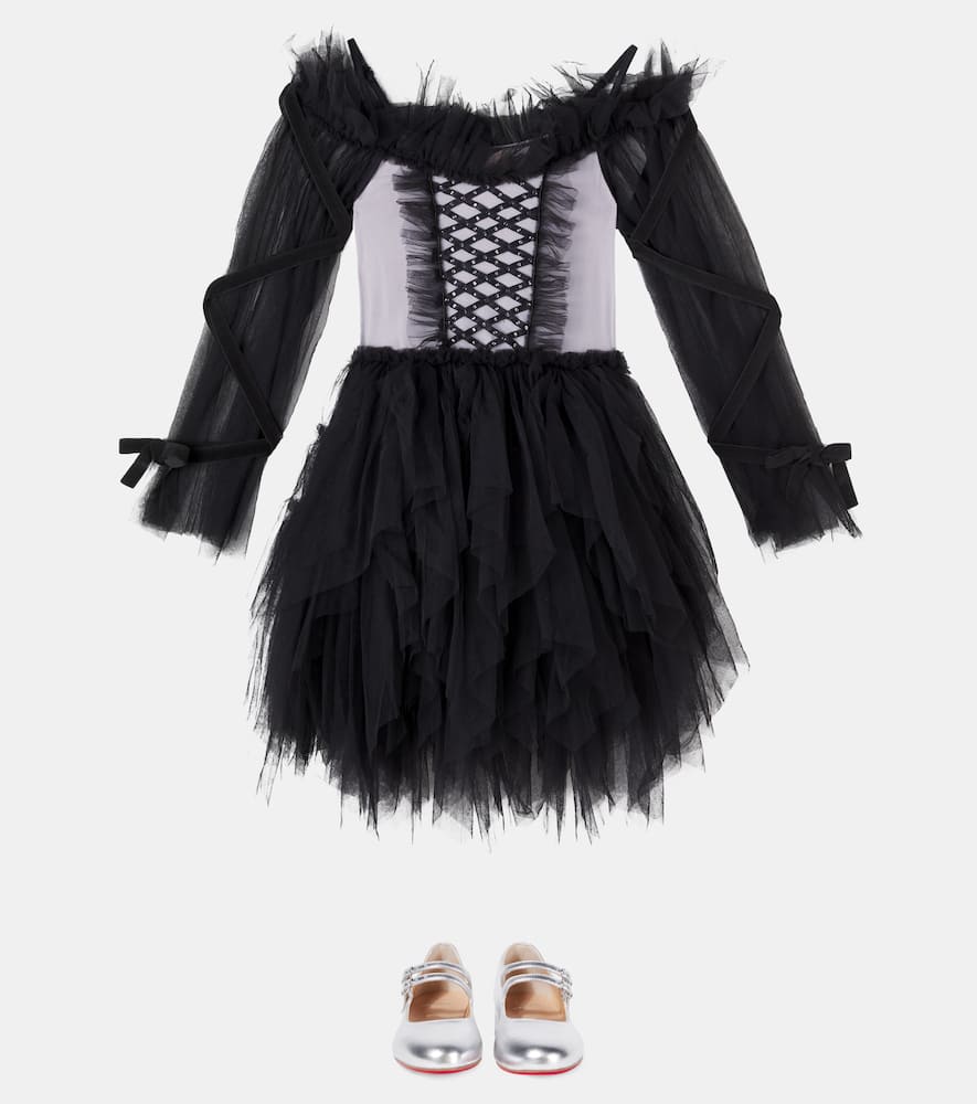 Witching Hour velvet-trimmed tulle dress