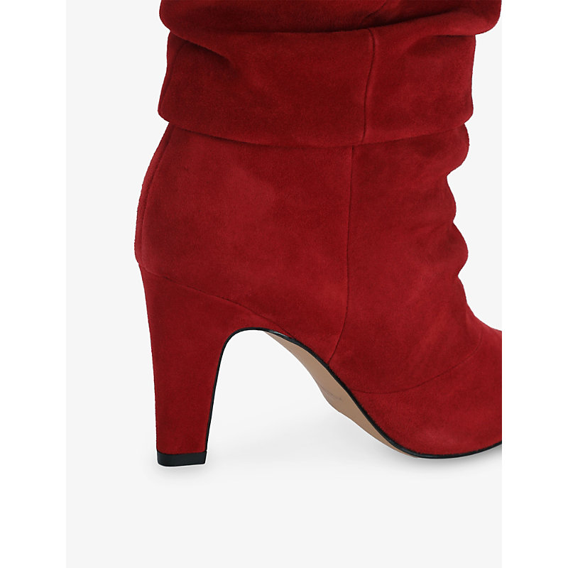 Womens Elizabeth Slouch Heeled Suede Boots