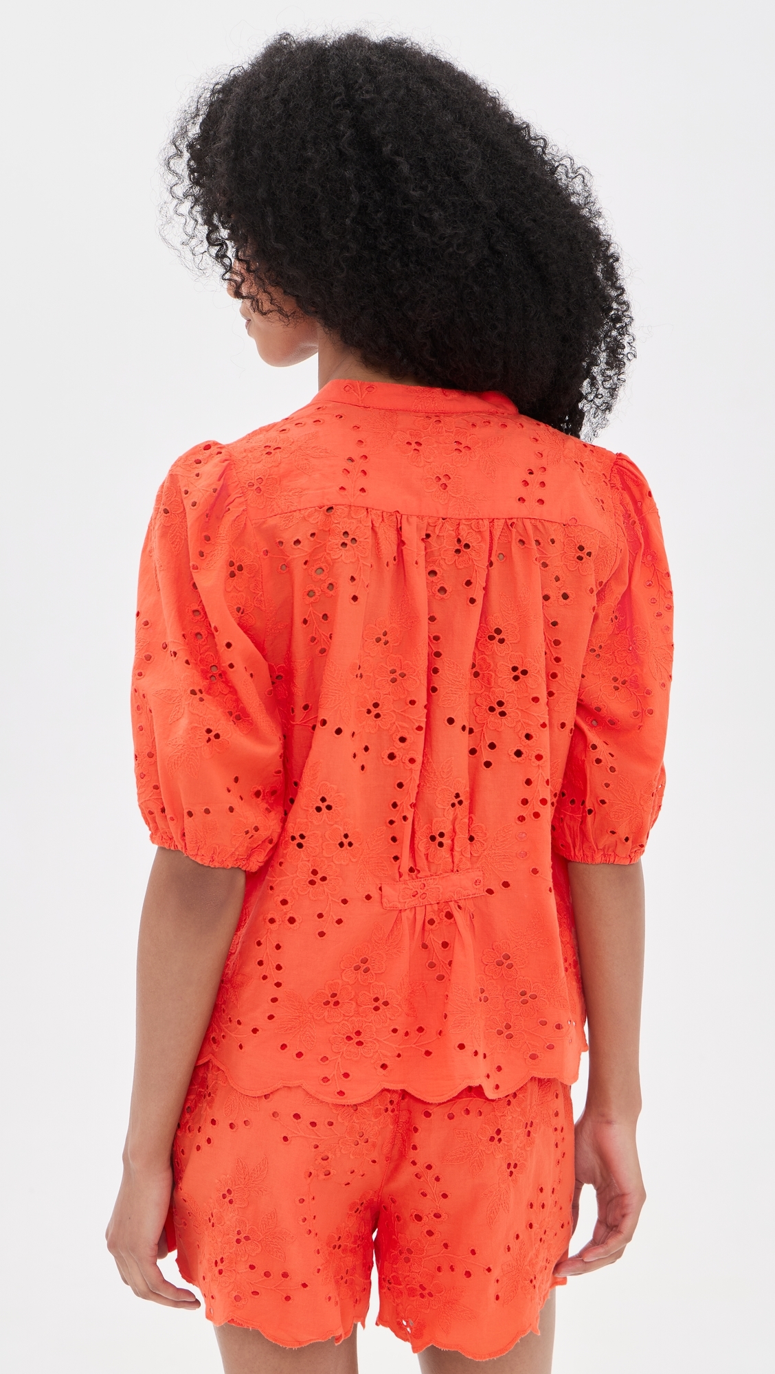Loren Vermillion Eyelet Blouse Vermillion