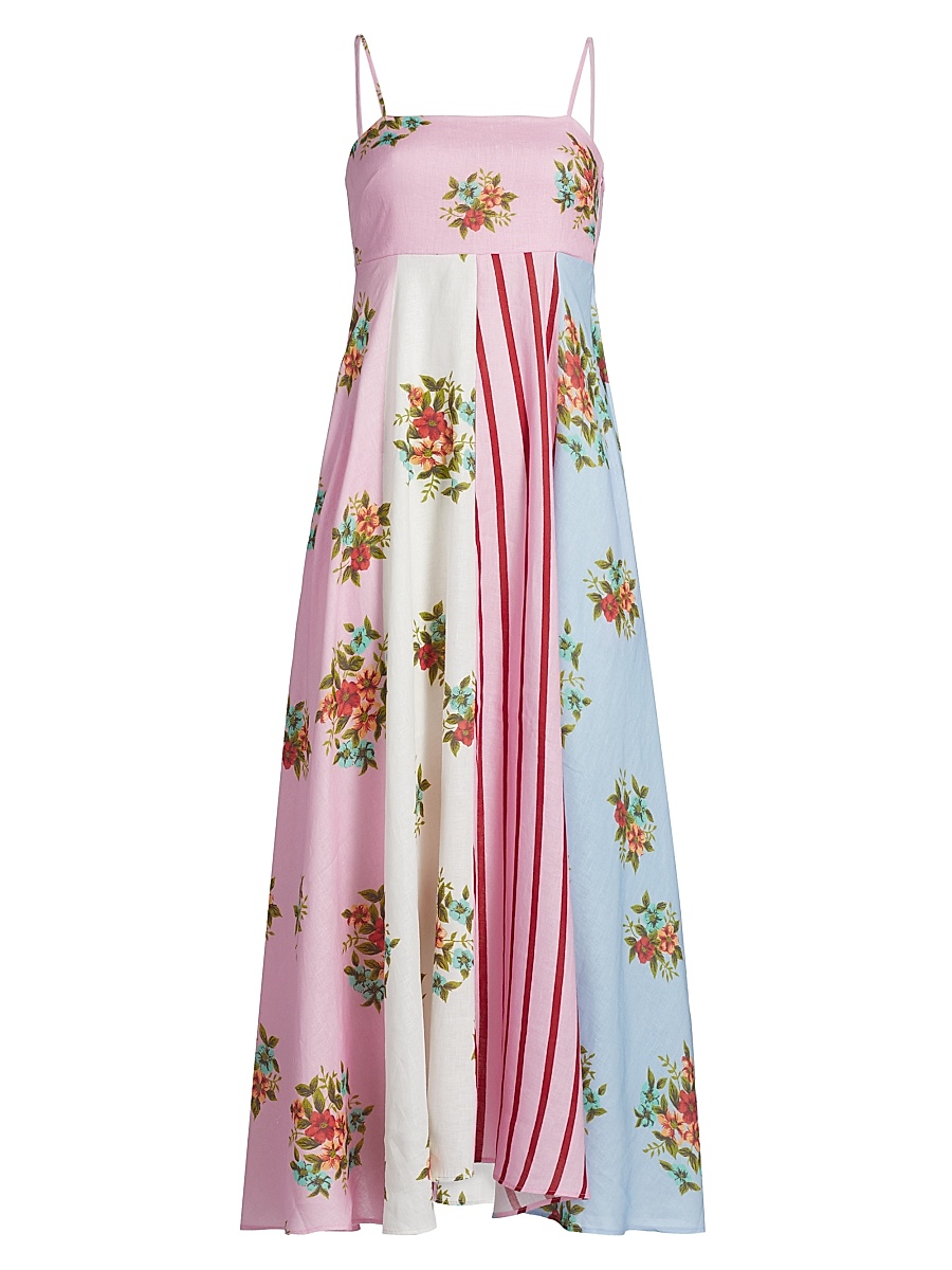 Women's Lucille Belted Floral Linen Shirtdress - Multi Bouquet