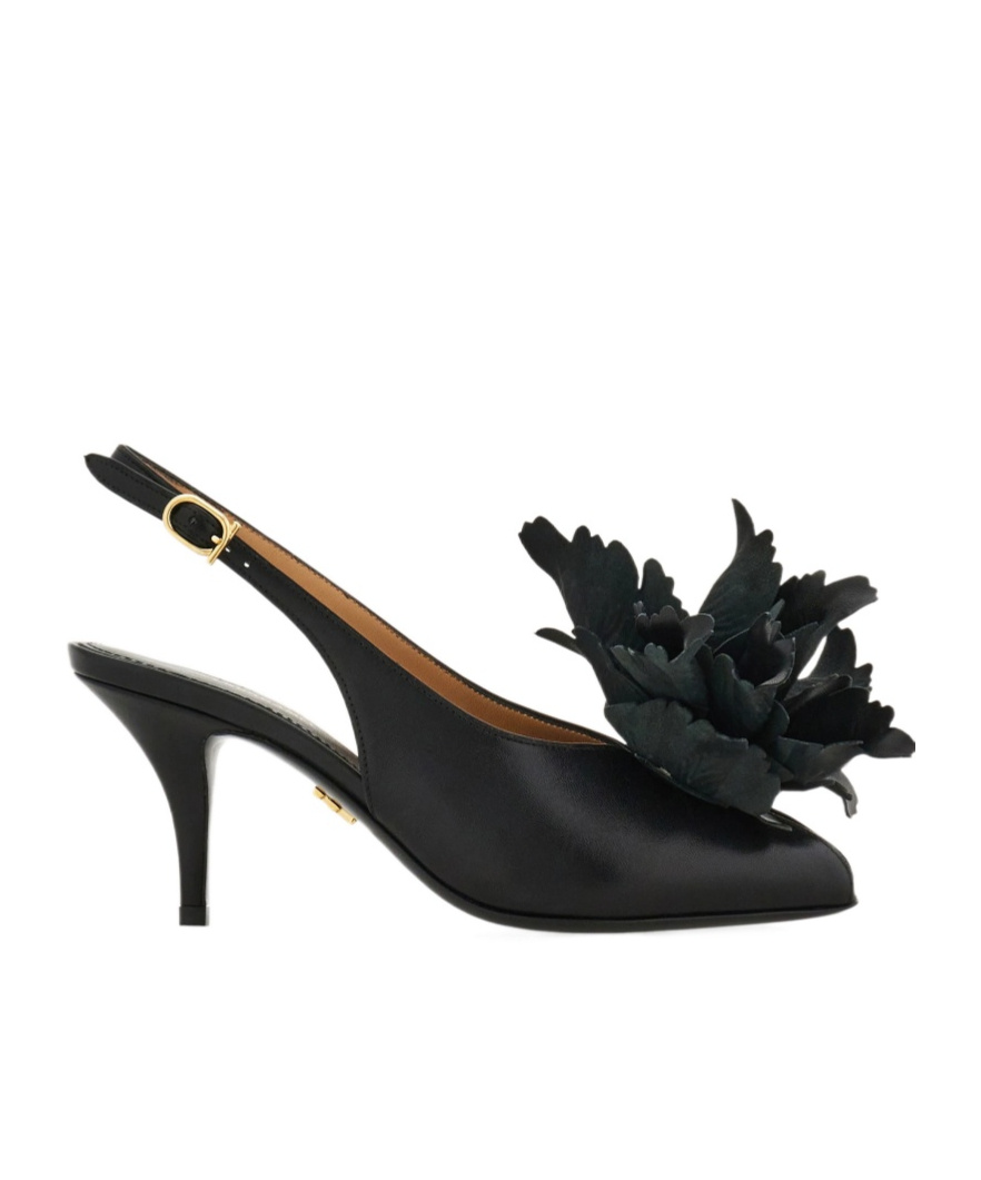 Flower embellished slingback