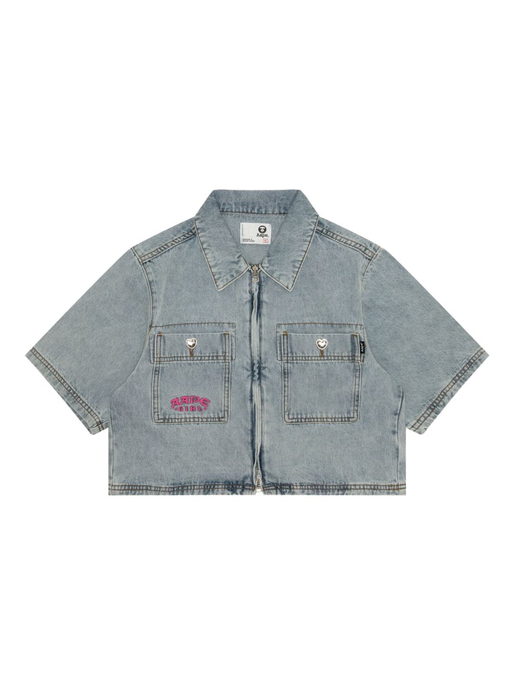 AAPE BY *A BATHING APE® zip-up cropped shirt - Blue
