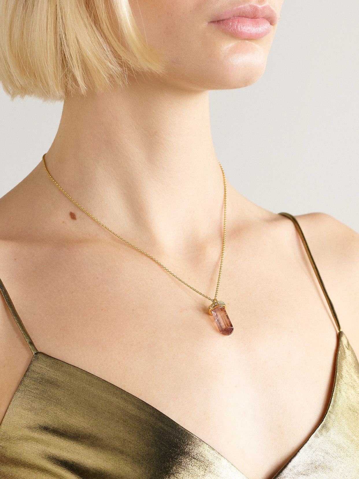 Gold, Tourmaline And Diamond Necklace - Pink