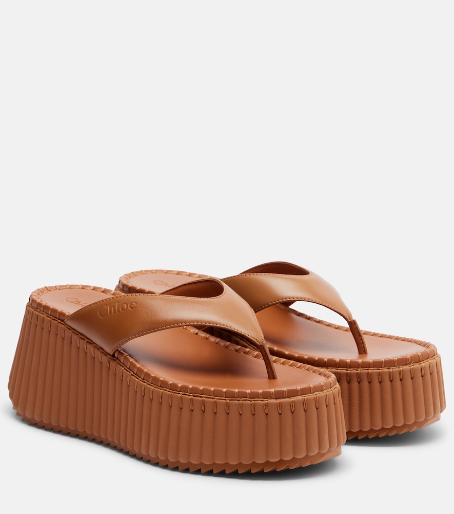Chloé Nama leather platform thong sandals