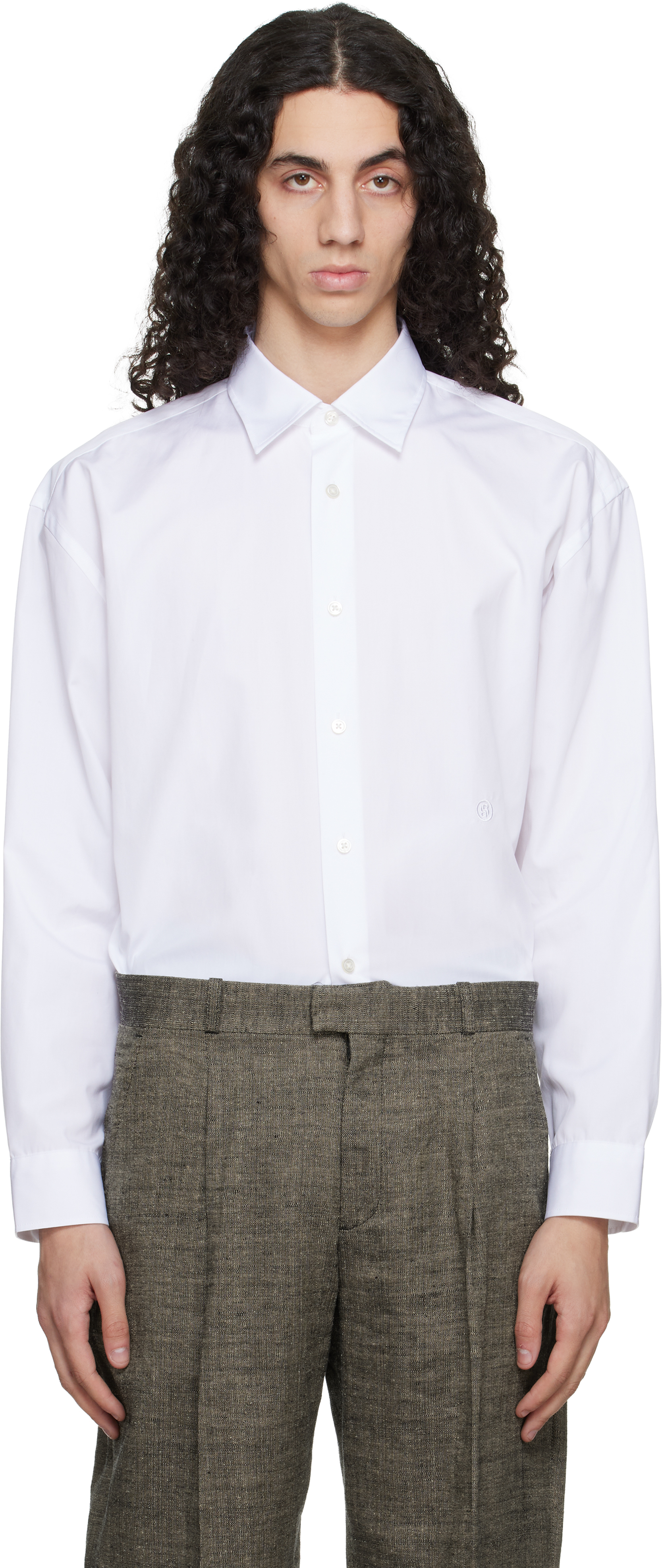 White Relaxed-Fit Cotton Poplin Shirt