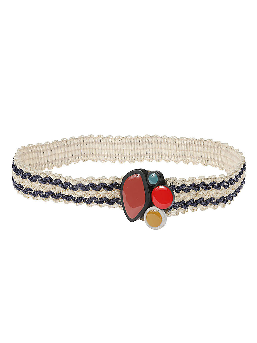 Striped Raffia Belt — Cream