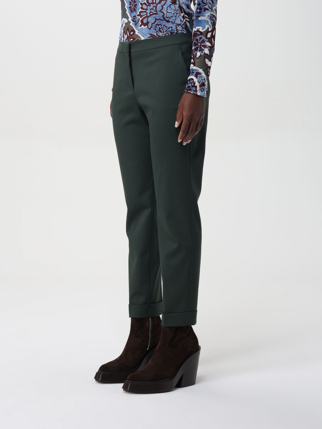Flat Front Cropped Cuff Pants