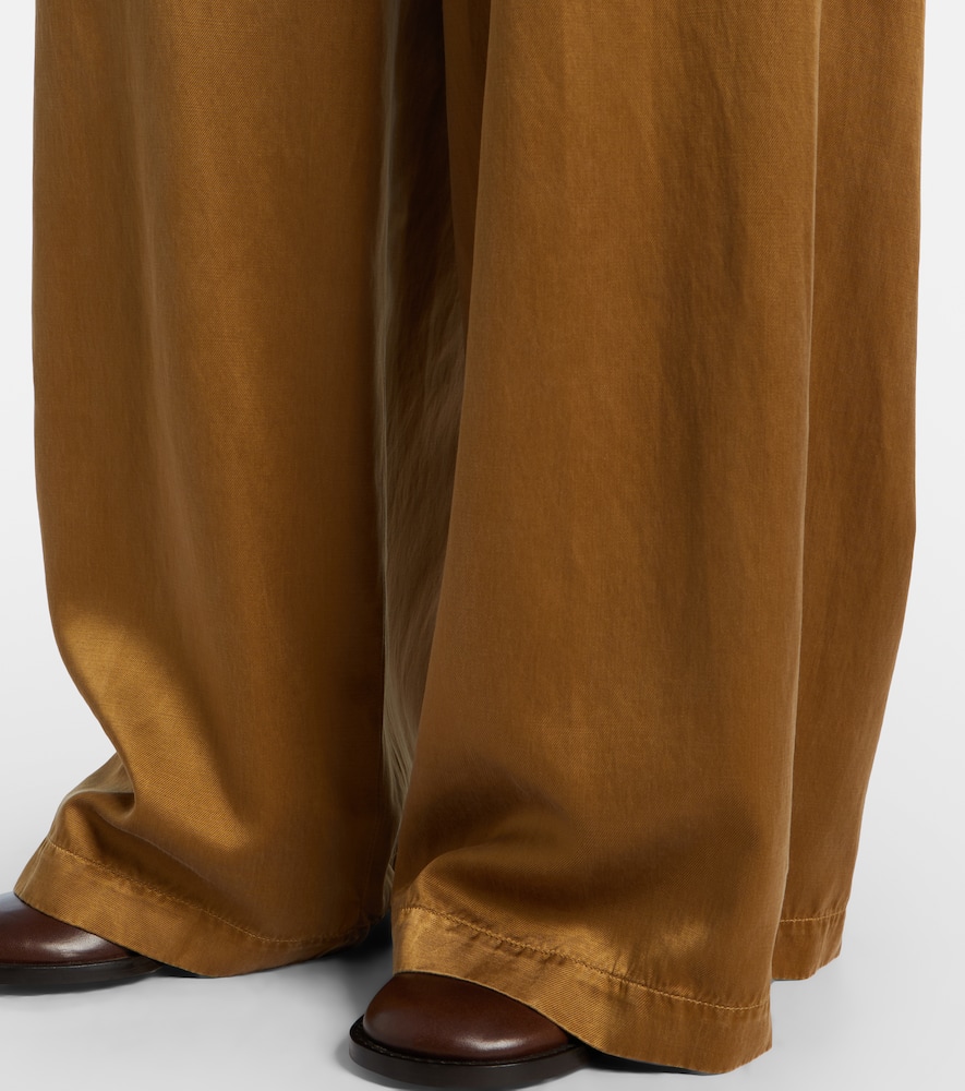 Pleated high-rise wide-leg pants