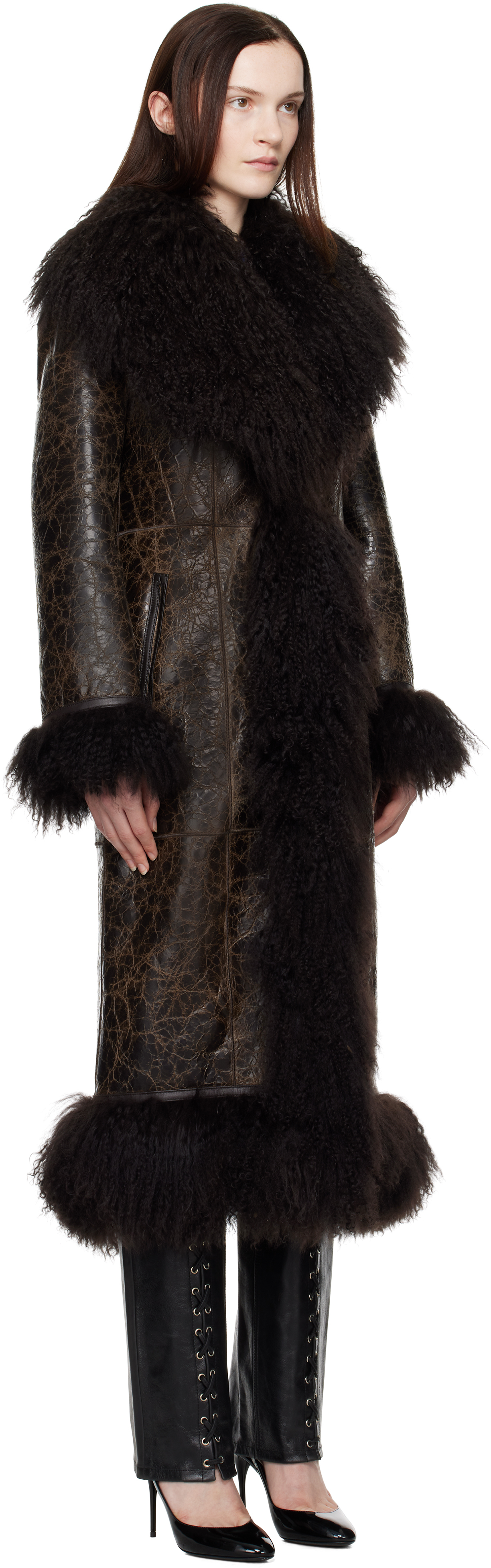 Saks Potts Brown Bonna Shearling Coat