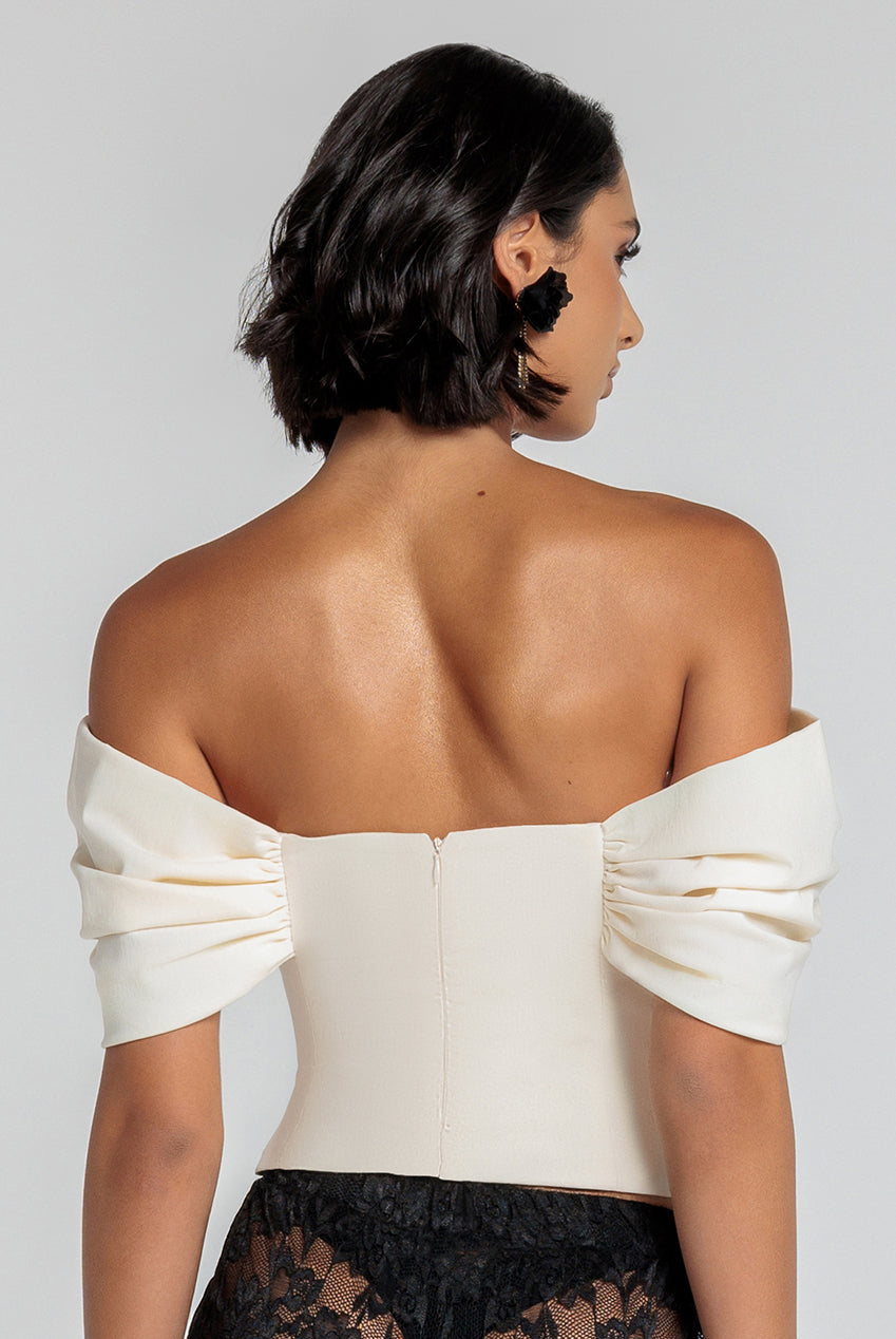 Goddiva Bardot Corset Top - Crea