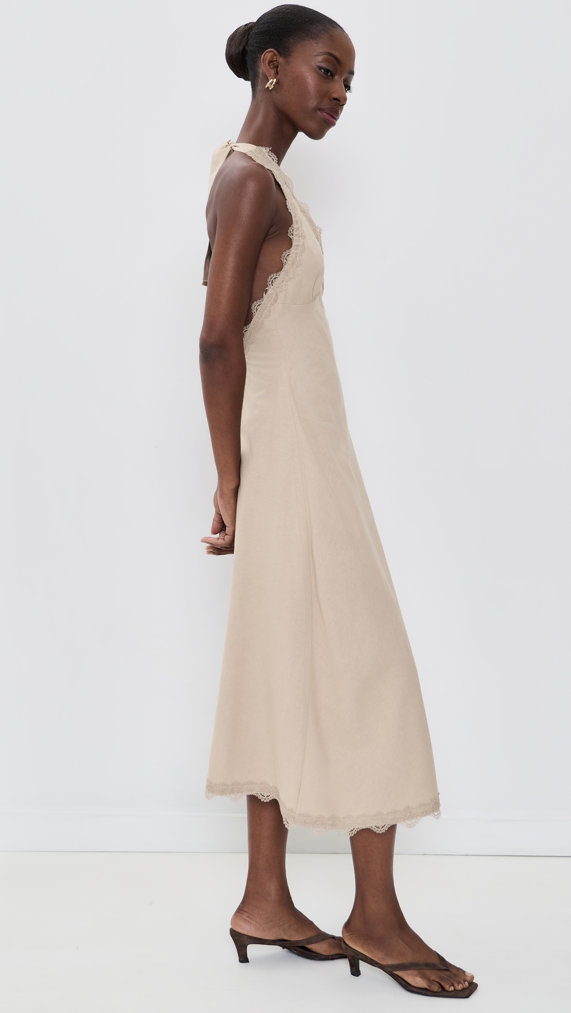Stars Align Midi Dress Beige