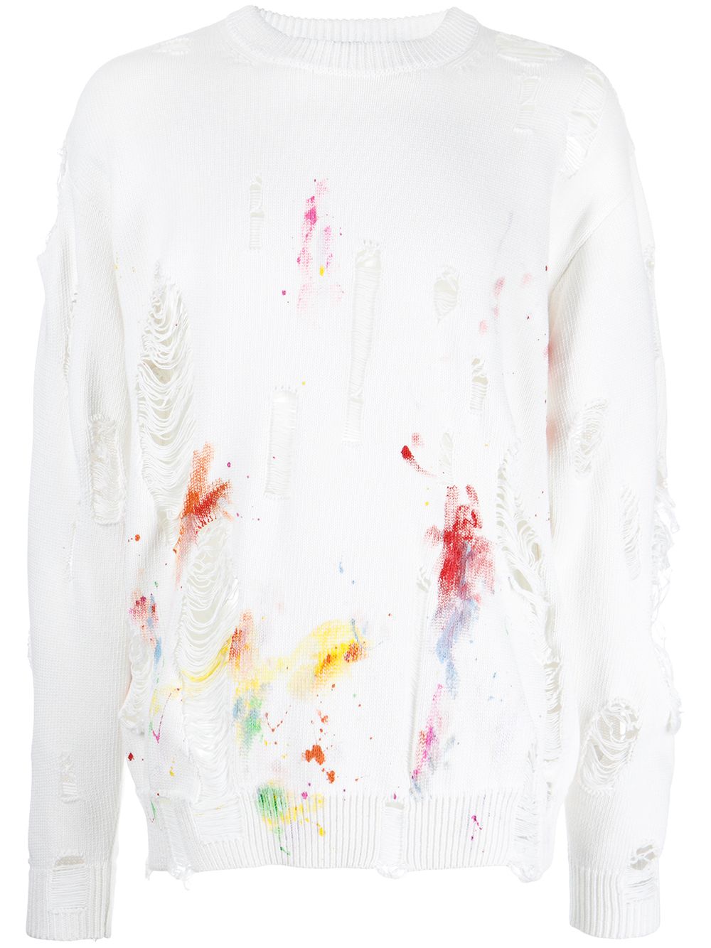 Distressed paint-splatter sweatshirt - White