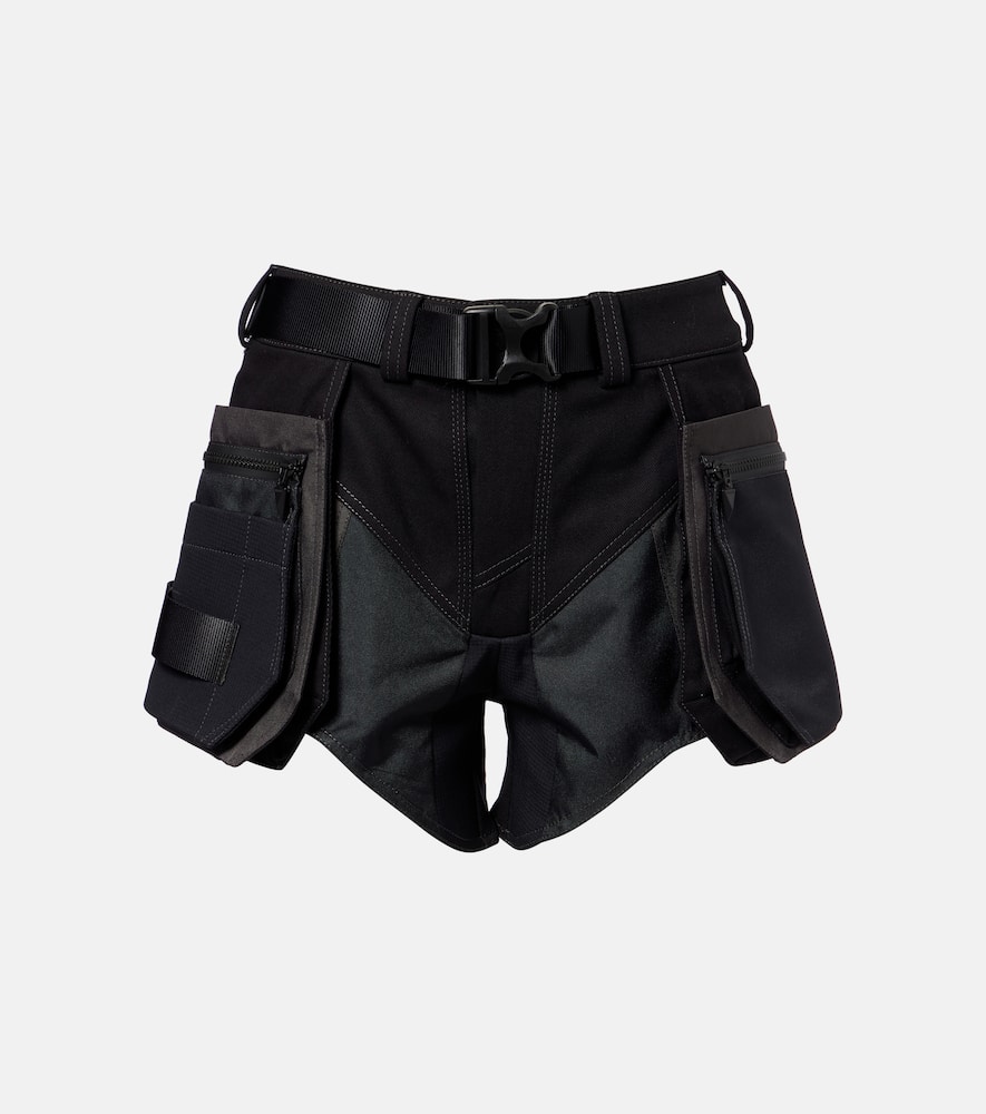 Belted low-rise cotton cargo shorts