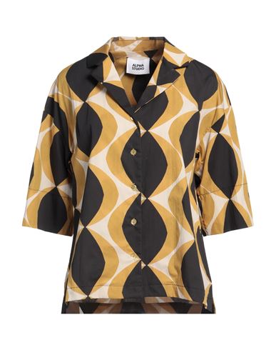 Alpha Studio Woman Shirt Mustard Size 4 Cotton