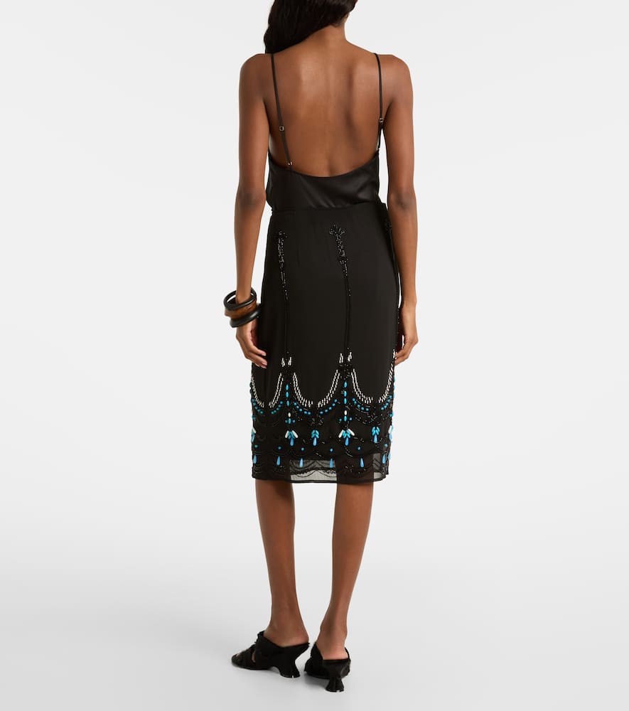 Beaded jersey midi skirt