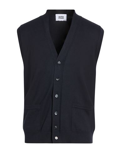 Man Cardigan Midnight blue Size 42 Cotton