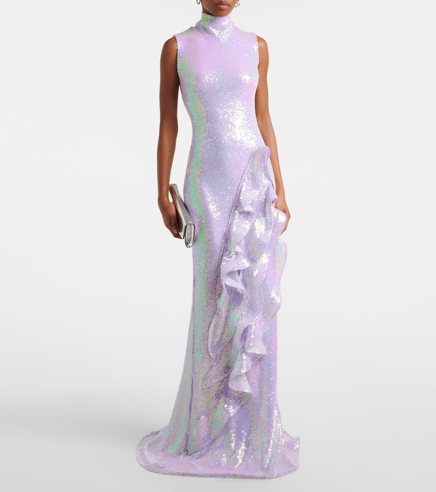 Radiella Wave ruffled sequined gown