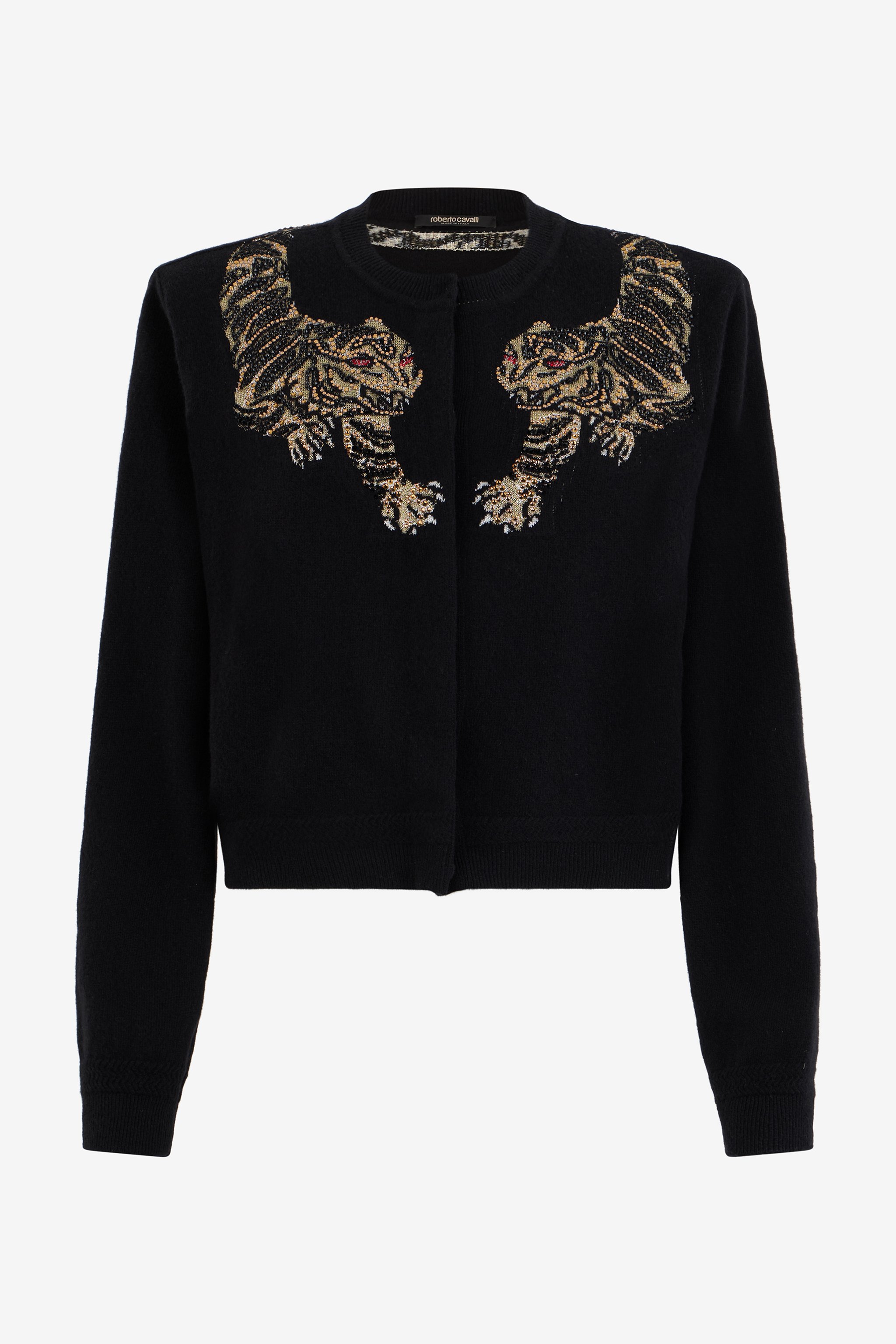 Wool Cardigan With Tiger Embroidery