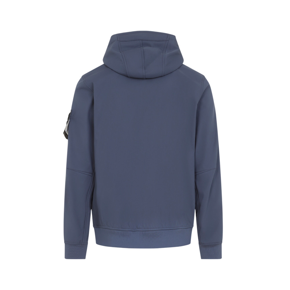 Blue Solid Hood Jacket