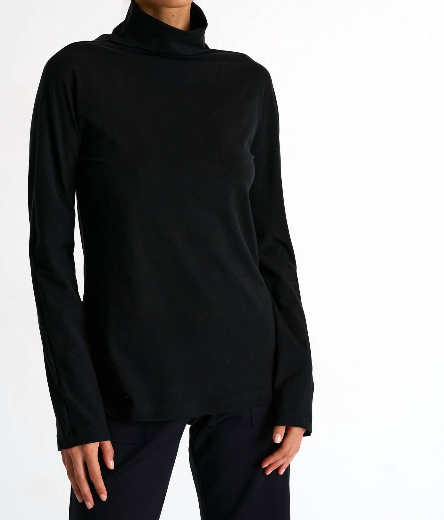 Classic Turtleneck Top In Caviar