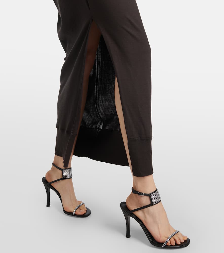 Draped wool maxi dress