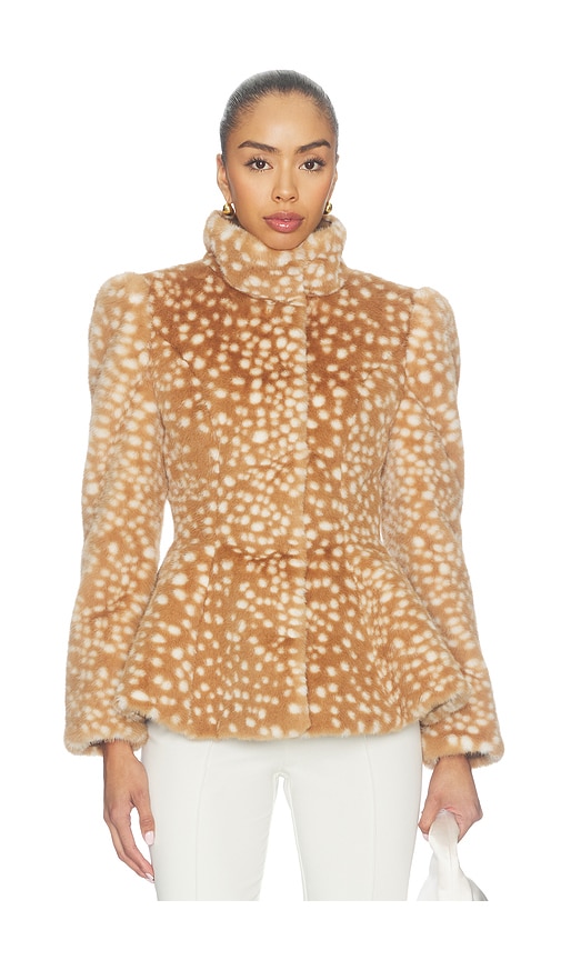 Lovers and Friends Bambella Faux Fur Jacket in Bambi Print. XXS also in M