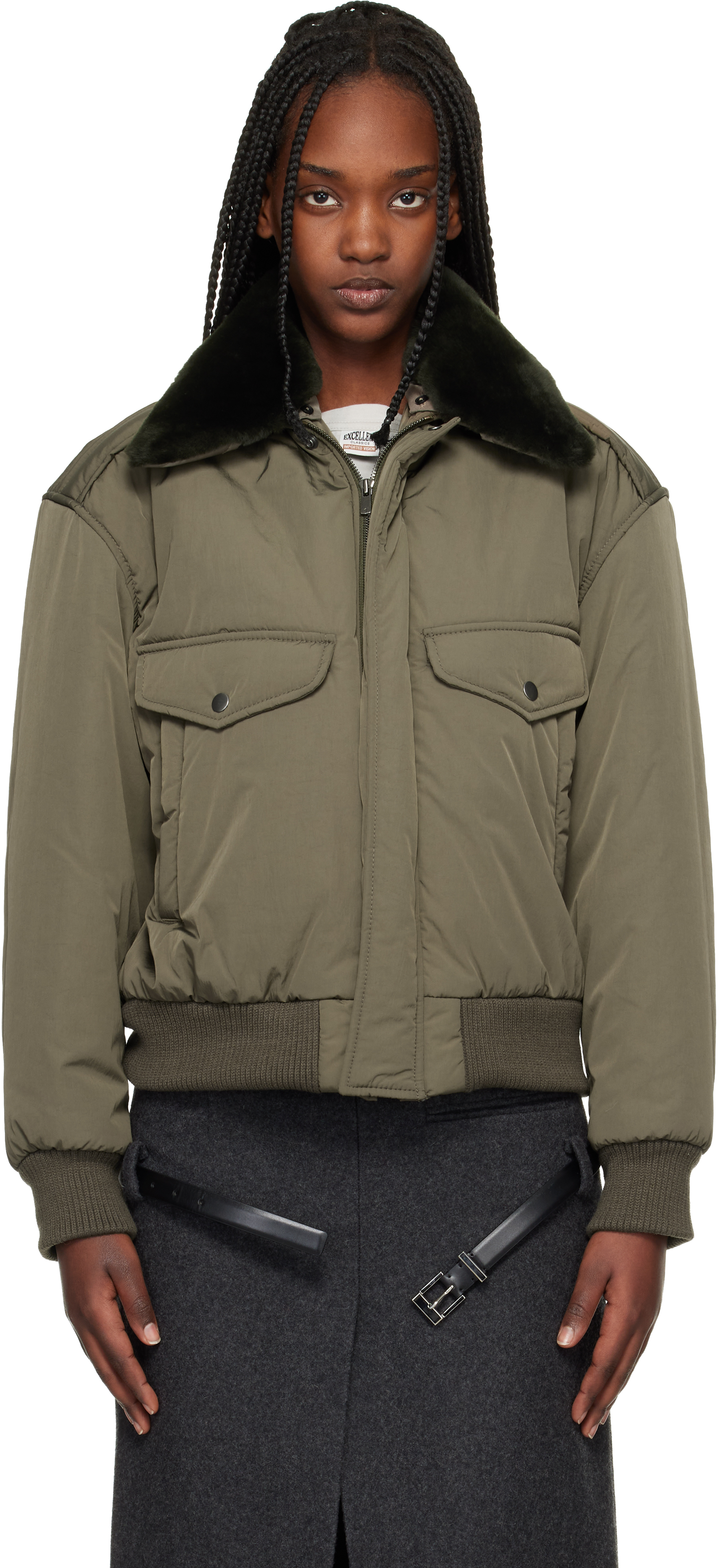 Khaki Midtown Nylon Bomber Jacket