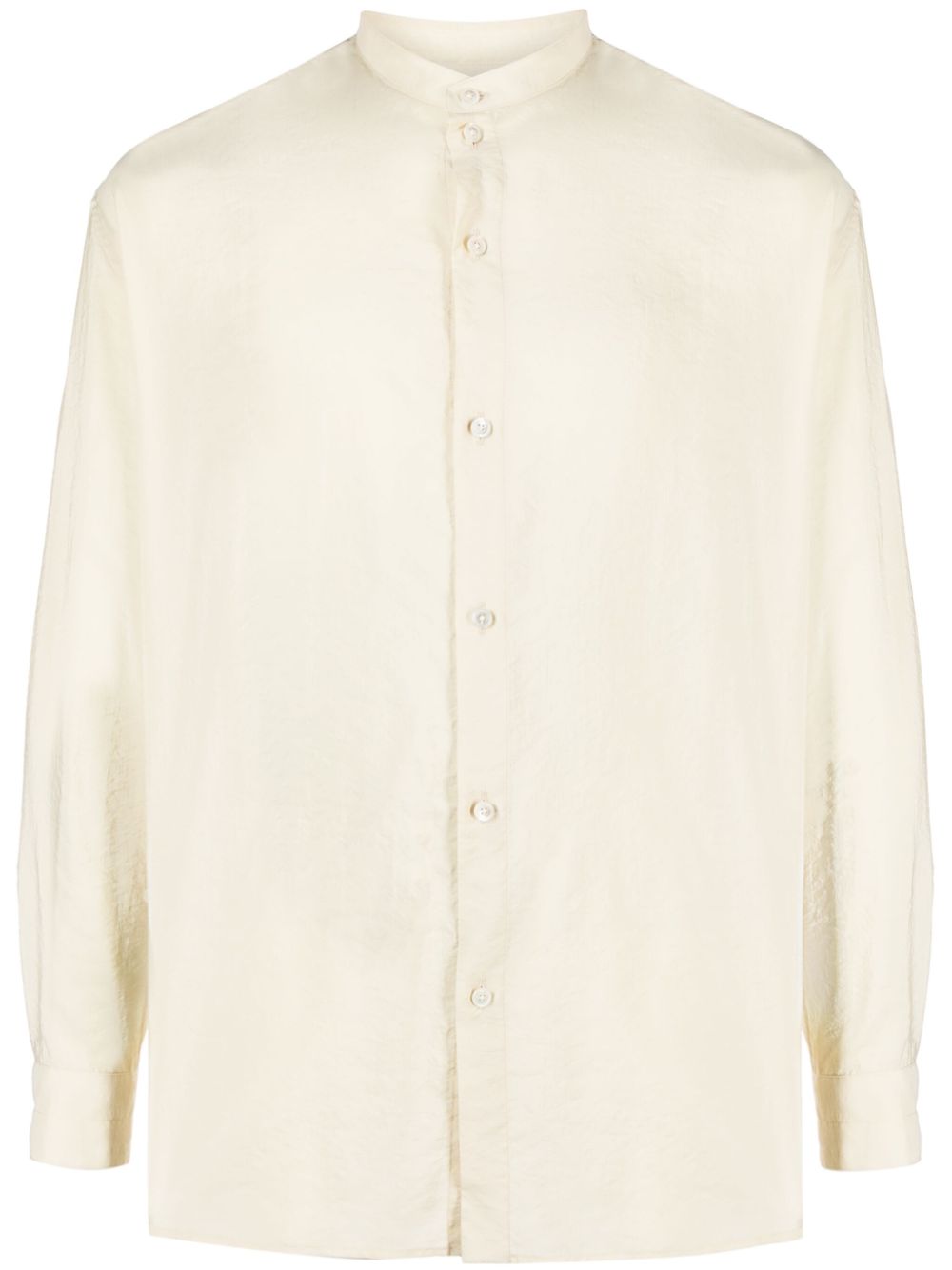 Band-collar silk-blend shirt - Neutrals