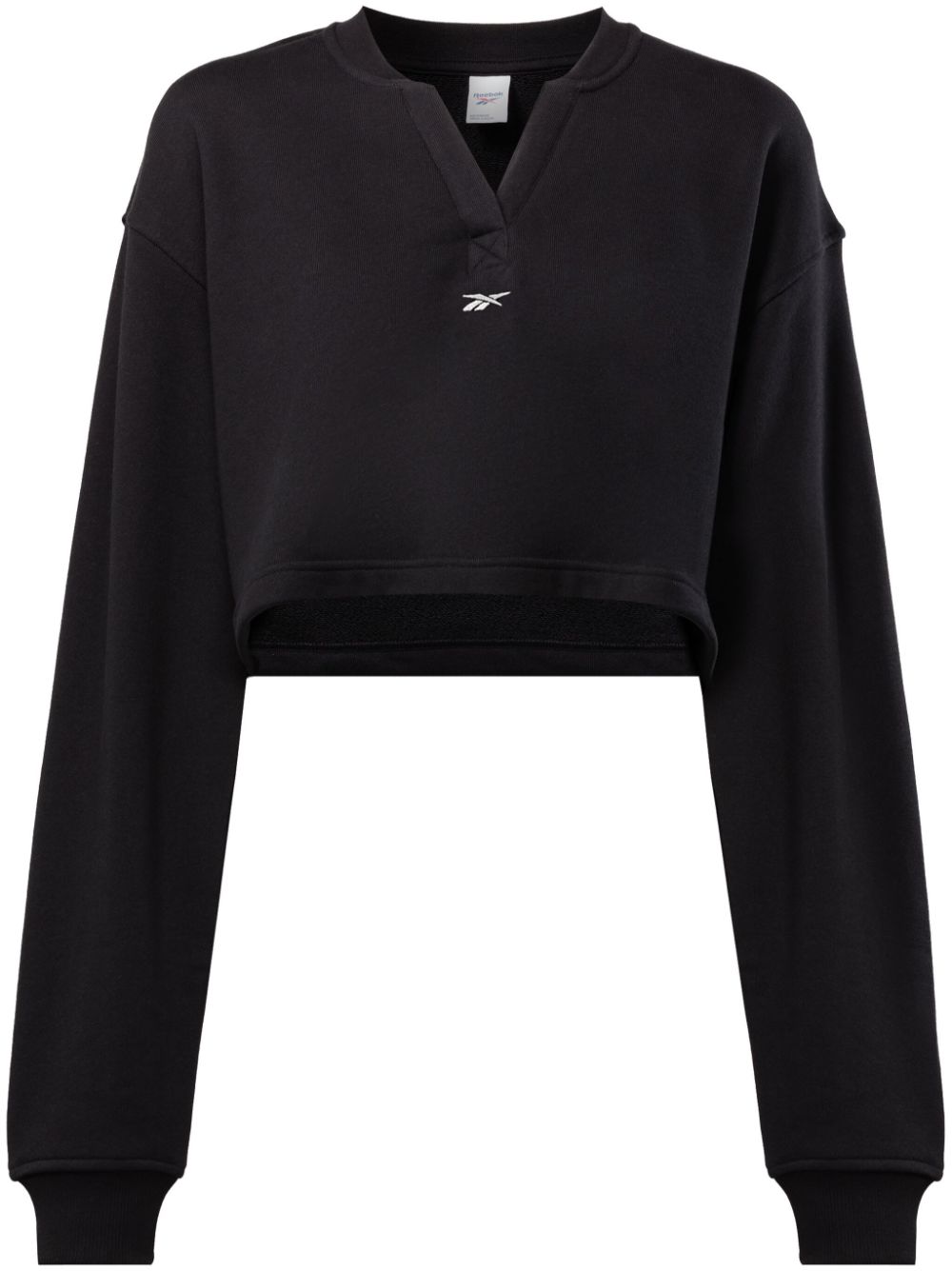 Logo-embroidered V-neck sweatshirt - BLACK