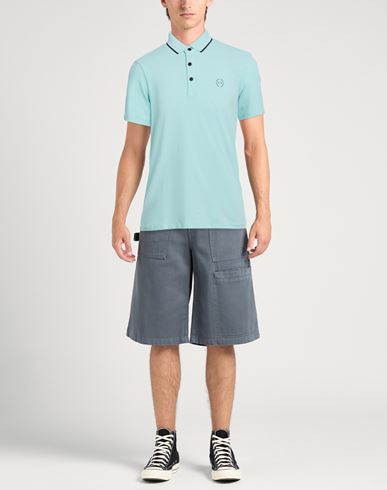 Man Polo shirt Sky blue Size L Cotton, Elastane