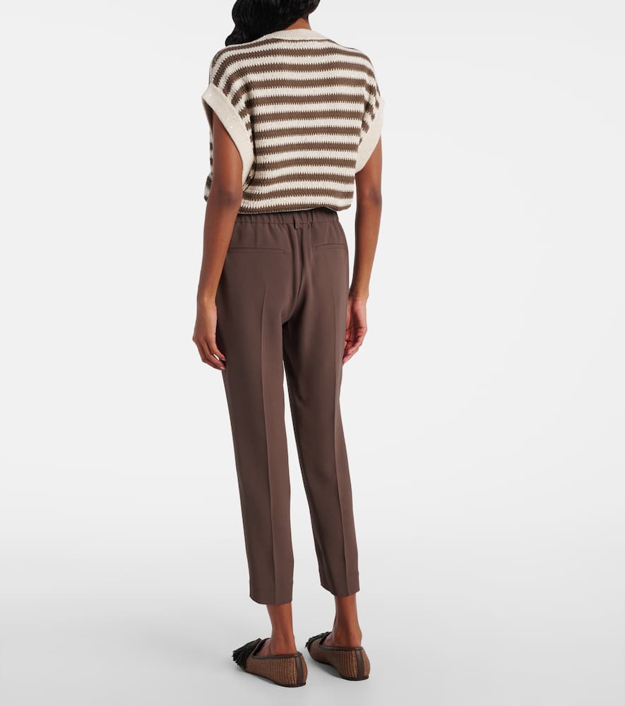 Cropped crêpe slim pants