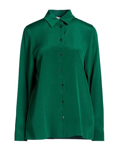 Woman Shirt Emerald green Size 8 Silk, Elastane