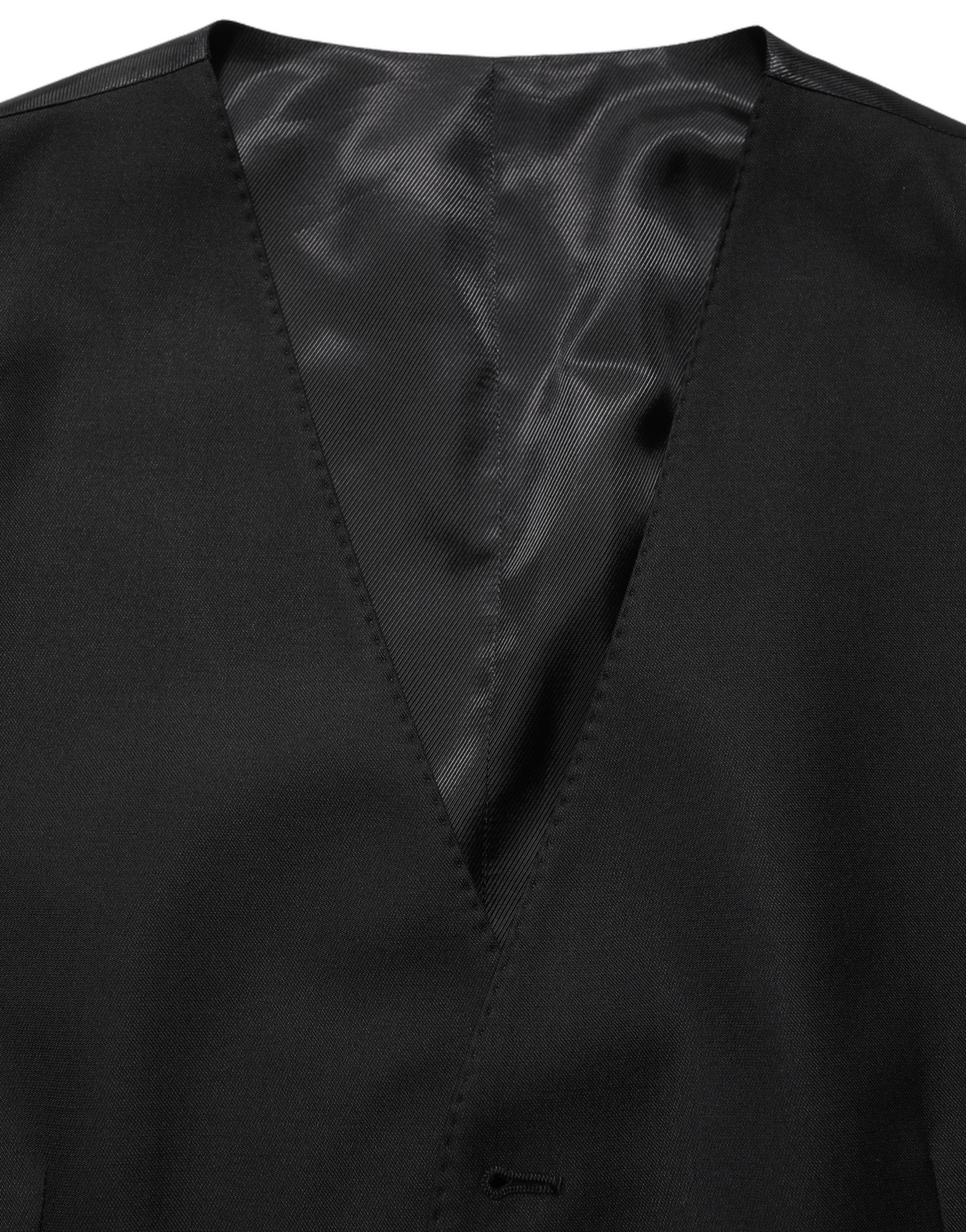 Virgin Wool Single-Breasted Vest — Black