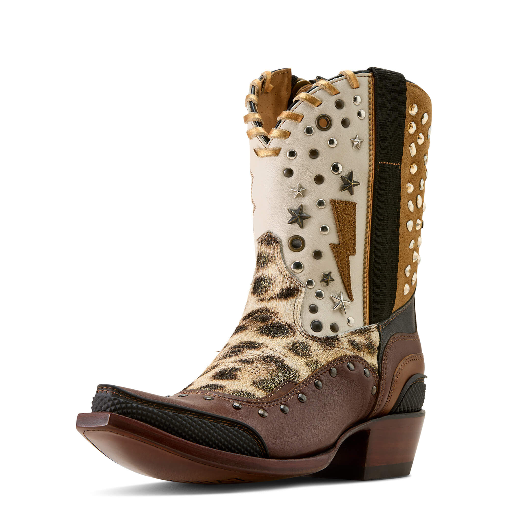 Women's Superstarz X Toe Western Boots in Golden Hour Gilded Leopard Hair On, B Medium Width, Size 7, by