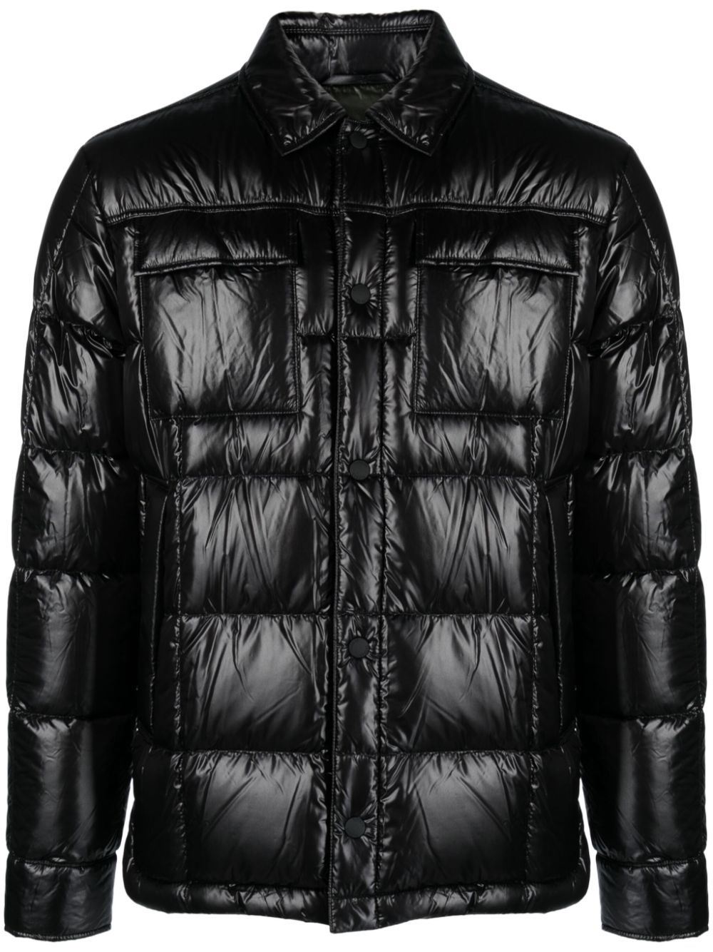 Patch-pockets padded jacket - Black