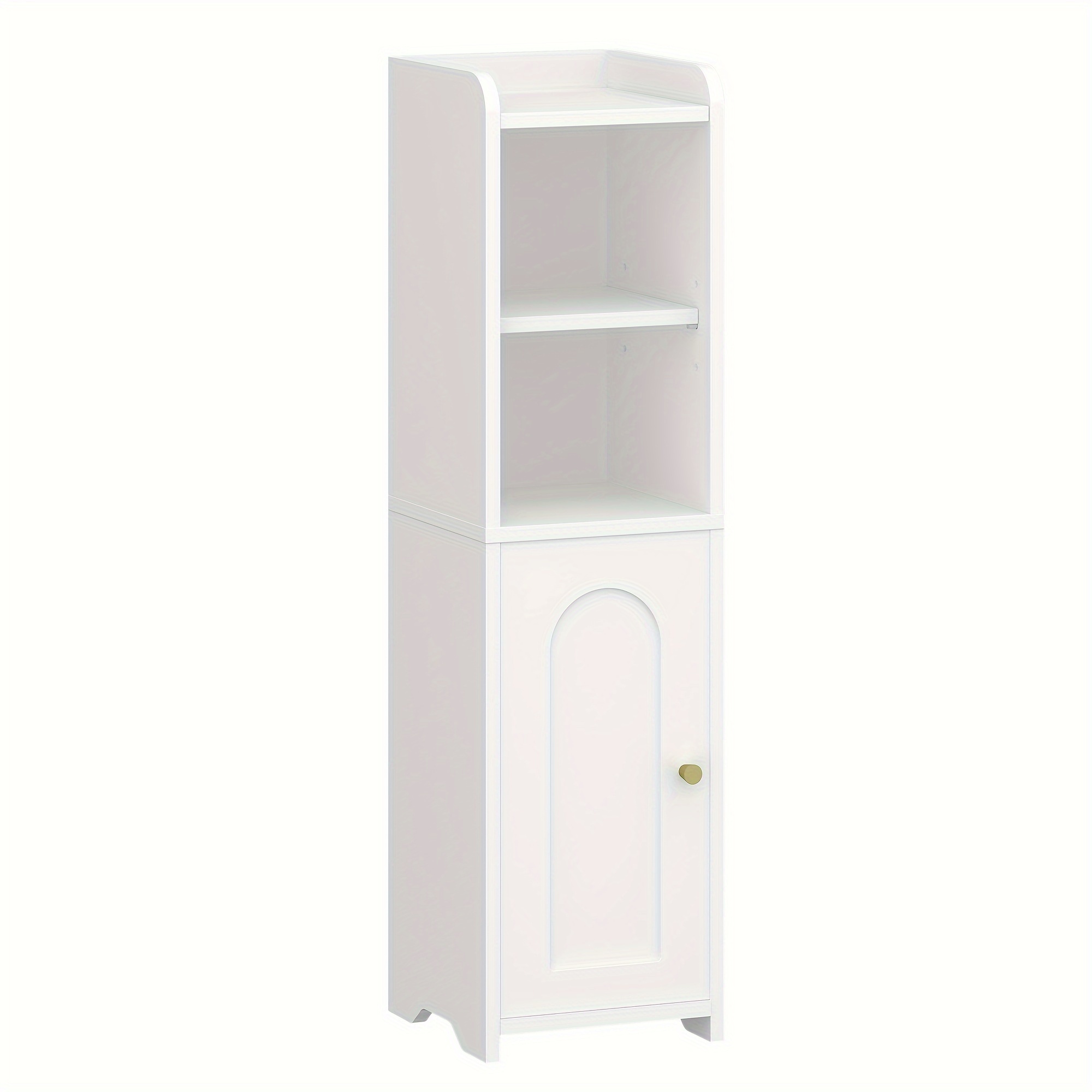 TEMU Space-saving White Bathroom Cabinet With Adjustable Shelves - Sleek Multi-compartment Storage Unit, 20x20x75cm, Ideal For Small Spaces, Include