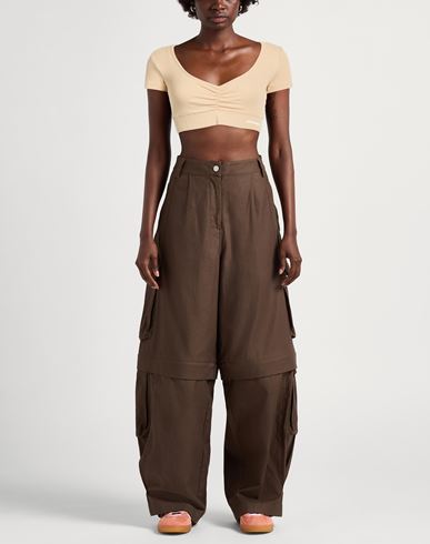 Woman Top Beige Size M Cotton, Elastane