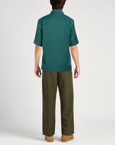 Man Shirt Dark green Size L Polyester, Wool, Elastane