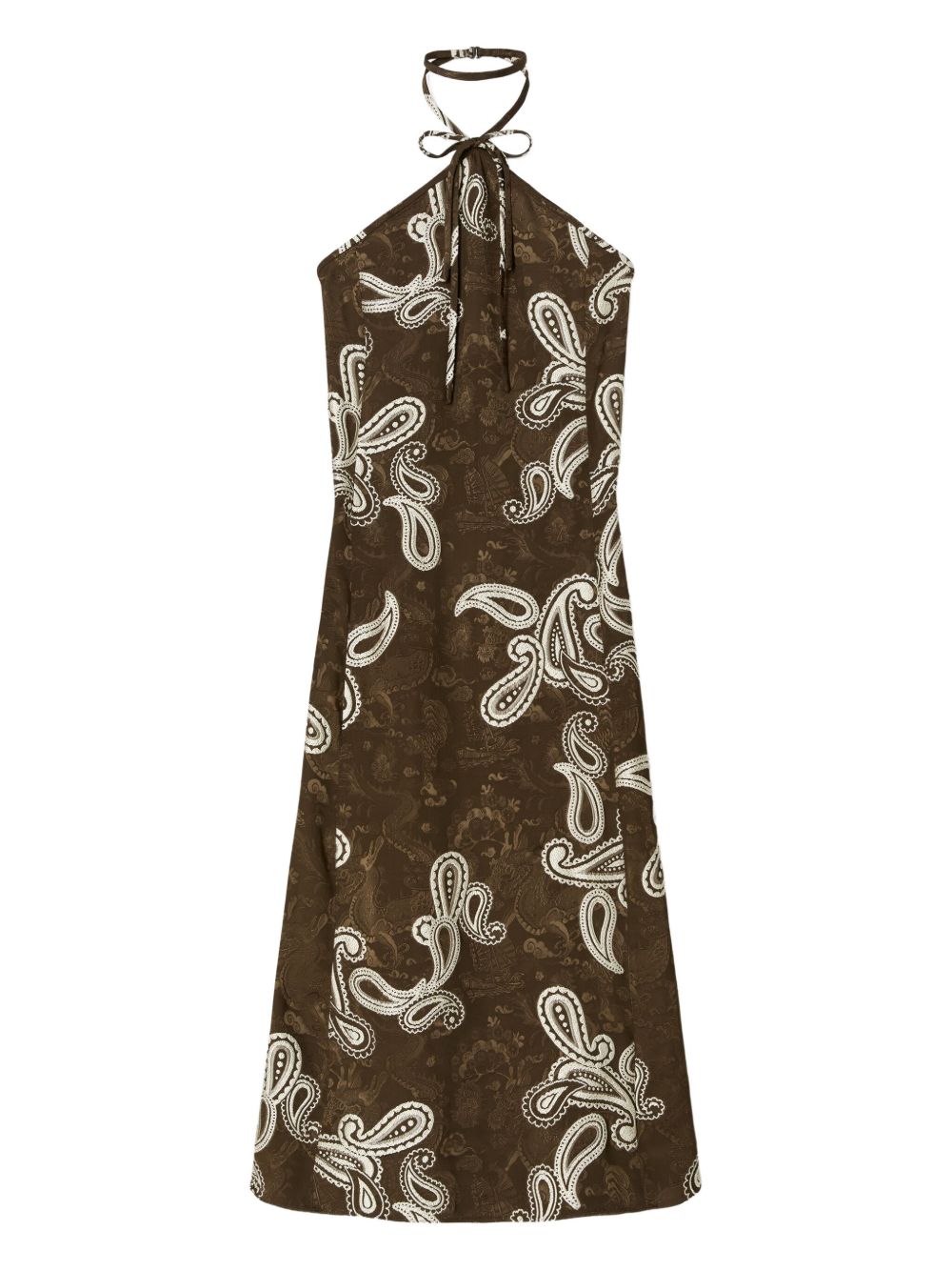 Paisley-print halterneck dress - Brown