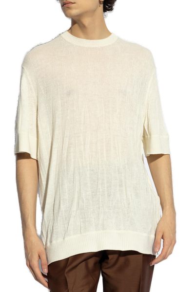 Helmut Lang Crushed Logo Intarsia Knitted T-Shirt