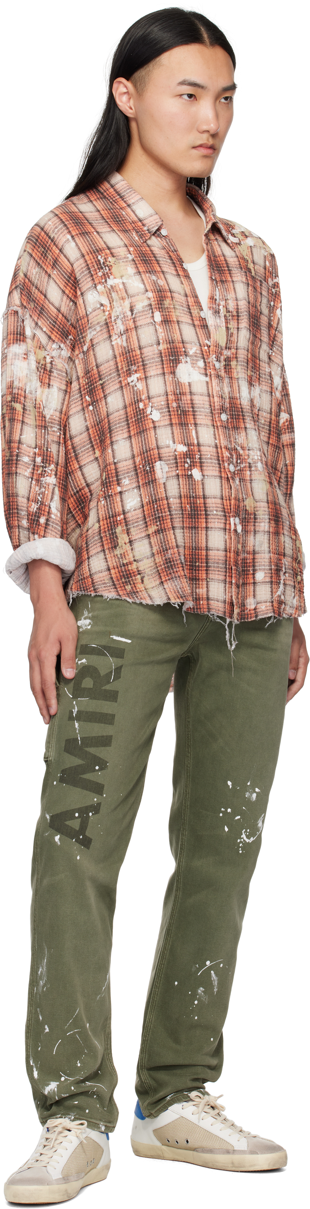 Khaki Army Logo Painted Slim Workman Jeans
