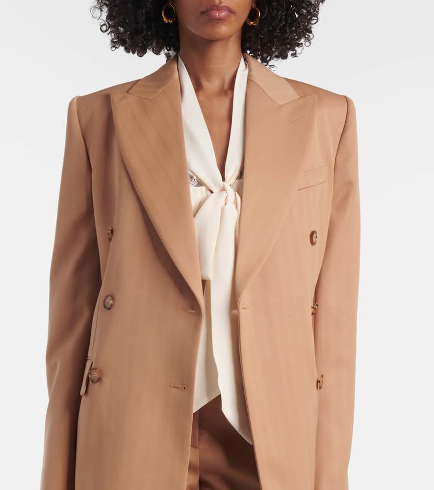 Striped double-breasted wool blazer