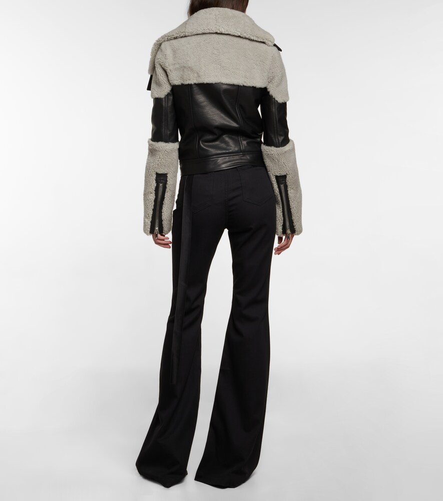 Shearling-trimmed leather jacket