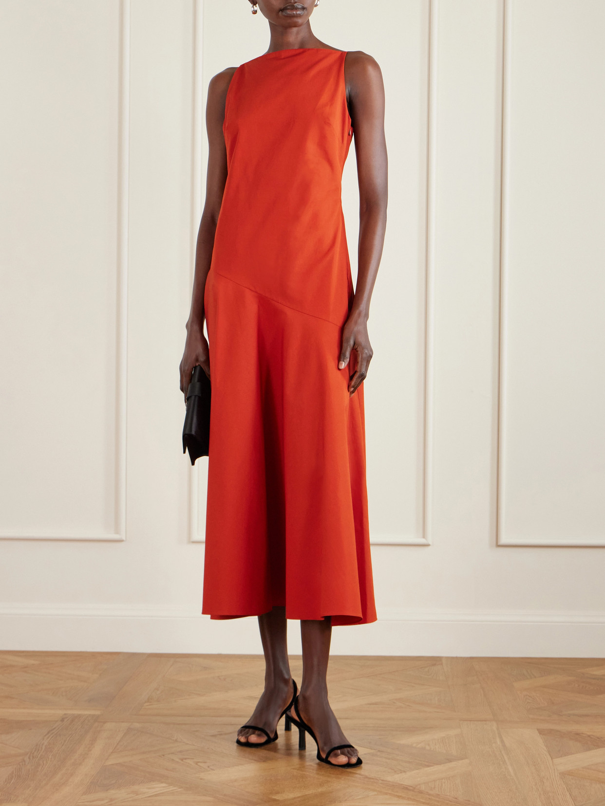 Ren Cotton-poplin Midi Dress - Red